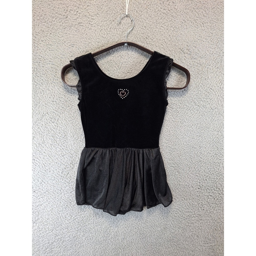 Freestyle by Danskin Girls Black Velvet Style Skirted Tutu Rhinestone Size M 7/8